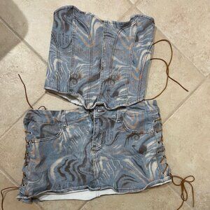 I.AM.GIA Denim Strapless Top Mini Skirt Set